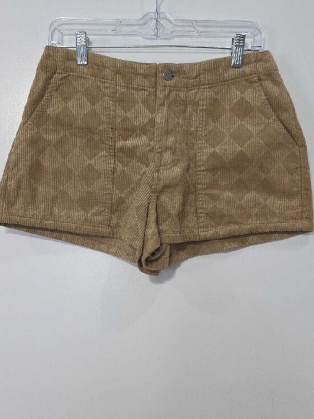 Women's Forever 21 Pine Bark Diamond Pattern Corduroy Medium Mini Shorts T19